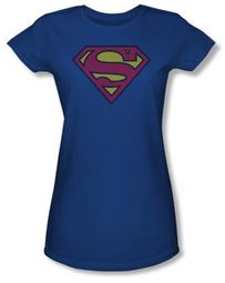 Superman Juniors T-shirt Little Logos Shield Royal Blue Tee Shirt