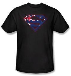 Superman Kids T-shirt Australian Shield Logo Black Tee Youth