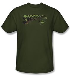 Superman Kids T-shirt Camo Logo And Shield Army Green Tee Youth