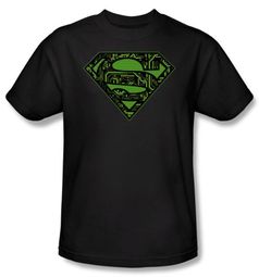 Superman Kids T-shirt Circuits Shield Logo Black Tee Youth
