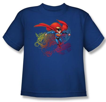 Superman Kids T-shirt  Cool Word Supes Youth Royal Blue Tee Shirt