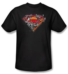 Superman Kids T-shirt DC Comics Breaking Chain Logo Black Tee Youth