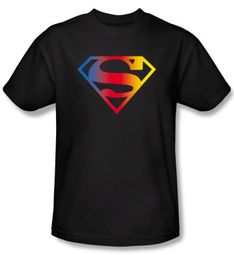 Superman Kids T-shirt DC Comics Gradient Shield Logo Black Tee Youth