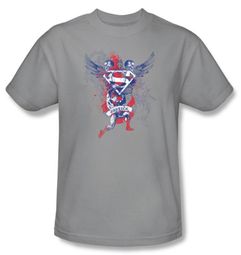 Superman Kids T-shirt DC Comics Justice Upheld  Silver Tee Youth