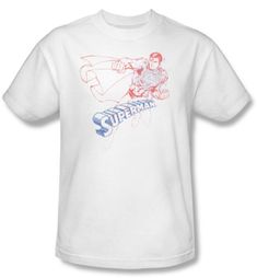 Superman Kids T-shirt Dc Comics Sketch White Superhero Tee Youth
