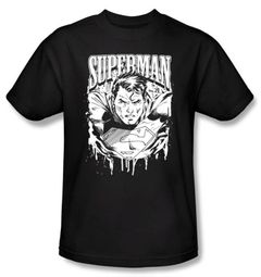 Superman Kids T-shirt DC Comics Super Metal  Black Tee Youth