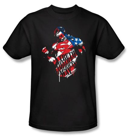 Superman Kids T-shirt DC Comics The American Way  Black Tee Youth