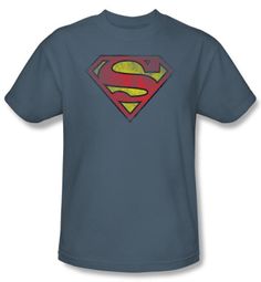 Superman Kids T-shirt Inside Shield Slate Blue Superhero Tee Youth