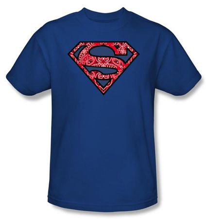 Superman Kids T-shirt Paisley Shield Logo Royal Blue Tee Youth