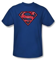 Superman Kids T-shirt Paisley Shield Logo Royal Blue Tee Youth