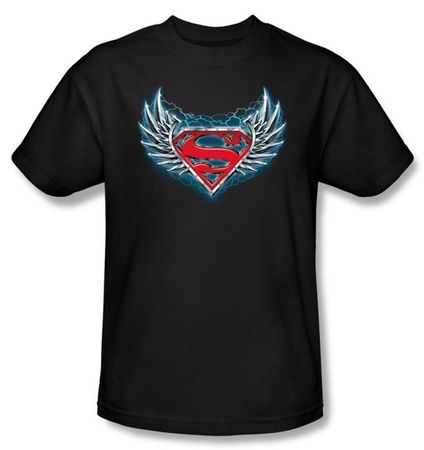 Superman Kids T-shirt Steel Wings Logo Black Tee Youth