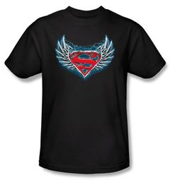 Superman Kids T-shirt Steel Wings Logo Black Tee Youth