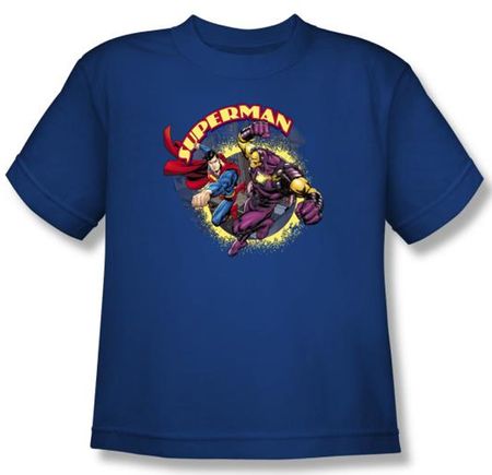 Superman Kids T-shirt - Superman Vs Mongol Youth Royal Blue Tee