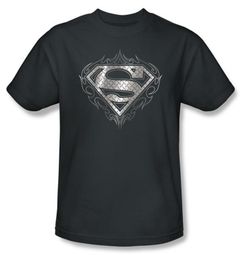Superman Kids T-shirt Tribal Steel Logo Charcoal Gray Tee Youth