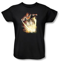 Superman Ladies Shirt DC Comics Final Crisis Explosive Black T-Shirt