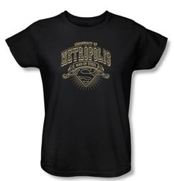 Superman Ladies Shirt DC Comics University Of Metropolis Black T-Shirt