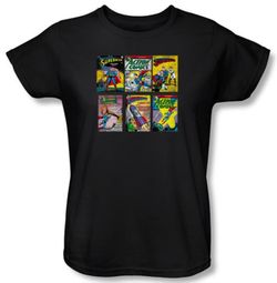 Superman Ladies T-shirt DC Comics Comic Book Covers Black Tee Shirt