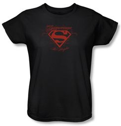 Superman Ladies T-shirt DC Comics Los Angeles Shield Black Tee Shirt