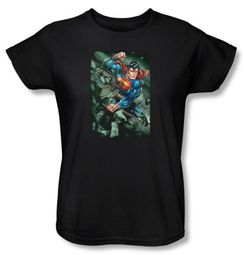 Superman Ladies T-shirt DC Comics Superhero Indestructible Black Tee