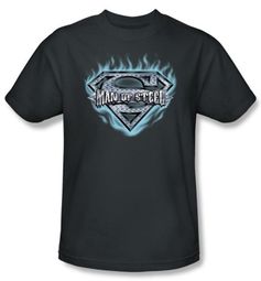 Superman Logo Kids Shirt Man Of Steel Shield Youth Charcoal Gray Tee