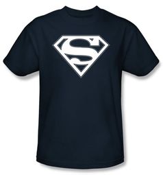 Superman Logo Kids T-Shirt Navy And White Shield Navy Blue Tee Youth