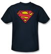 Superman Logo Shirt Distressed Shield Navy Blue T-Shirt Tee