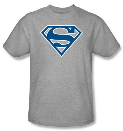 Superman Logo T-shirt Blue And White College Heather Gray Tee Shirt