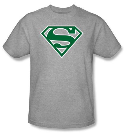 Superman Logo T-shirt Green and White College Heather Gray Tee Shirt