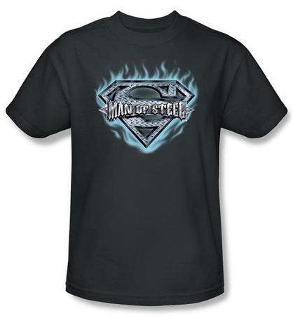 Superman Logo T-shirt Man Of Steel Shield Charcoal Gray Tee Shirt