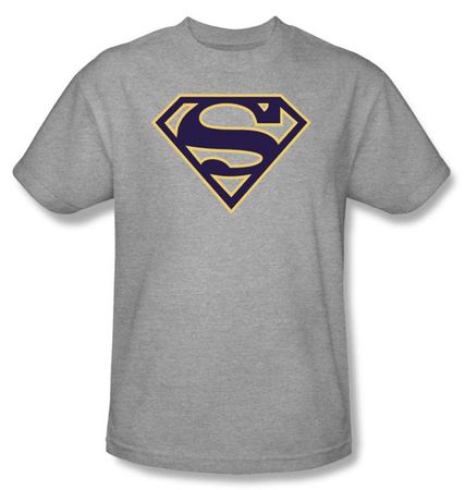 Superman Logo T-shirt Navy And Gold Shield Adult Tee Shirt