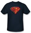 Superman Logo T-shirt Rusted Shield Adult Navy Blue Tee Shirt
