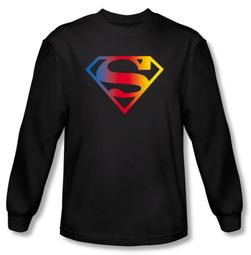 Superman Long Sleeve Shirt DC Comics Gradient Shield Logo Black Shirt Superman Long Sleeve Shirt DC Comics Gradient Shield Logo Black Shirt