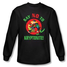 Superman Long Sleeve Shirt DC Comics Say No To Kryptonite Black Shirt Superman Long Sleeve Shirt DC Comics Say No To Kryptonite Black Shirt