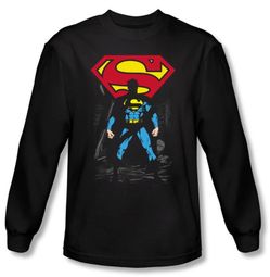 Superman Long Sleeve T-shirt DC Comics Dark Alley Logo Black Tee Shirt Superman Long Sleeve T-shirt DC Comics Dark Alley Logo Black Tee Shirt
