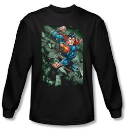 Superman Long Sleeve T-shirt DC Comics Indestructible Black Tee Shirt Superman Long Sleeve T-shirt DC Comics Indestructible Black Tee Shirt
