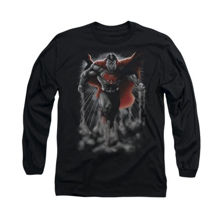 Superman Shirt Above The Clouds Long Sleeve Black Tee T-Shirt