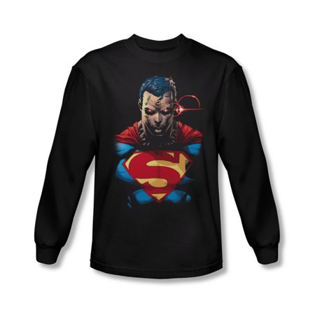 Superman Shirt Angry Long Sleeve Black Tee T-Shirt