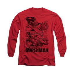 Superman Shirt Breaking Chains Long Sleeve Red Tee T-Shirt