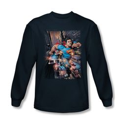 Superman Shirt Bullet Proof Long Sleeve Navy Tee T-Shirt Superman Shirt Bullet Proof Long Sleeve Navy Tee T-Shirt