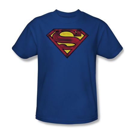 Superman Shirt Charcoal Shield Royal Blue T-Shirt