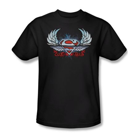 Superman Shirt Chrome Wings Black T-Shirt