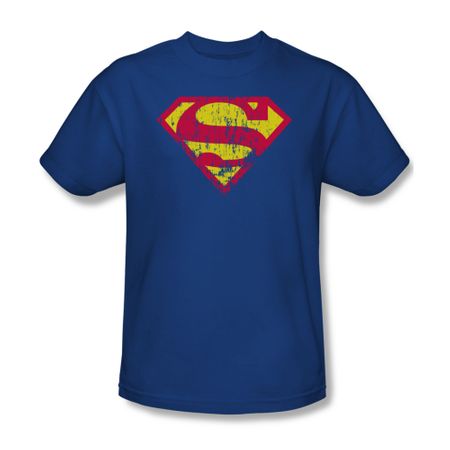 Superman Shirt Classic Logo Distressed Royal Blue T-Shirt