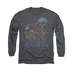 Superman Shirt Colored Lines Long Sleeve Charcoal Tee T-Shirt Superman Shirt Colored Lines Long Sleeve Charcoal Tee T-Shirt
