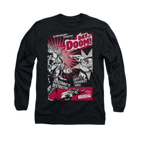 Superman Shirt Day Of Doom Long Sleeve Black Tee T-Shirt