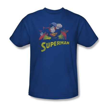 Superman Shirt Distresed Royal T-Shirt