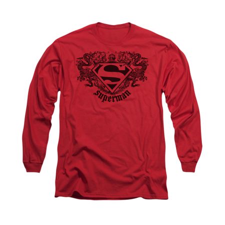 Superman Shirt Dragons Long Sleeve Red Tee T-Shirt