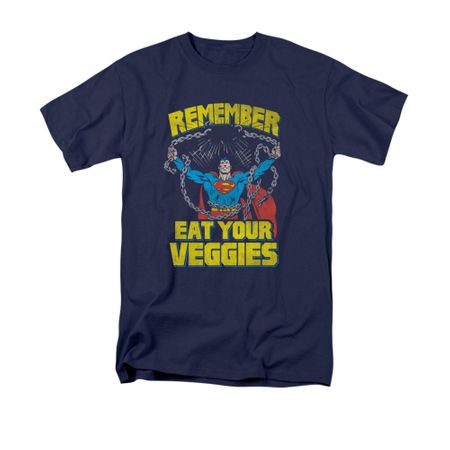 Superman Shirt Eat Veggies Navy T-Shirt