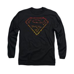 Superman Shirt Flame Outlined Long Sleeve Black Tee T-Shirt Superman Shirt Flame Outlined Long Sleeve Black Tee T-Shirt