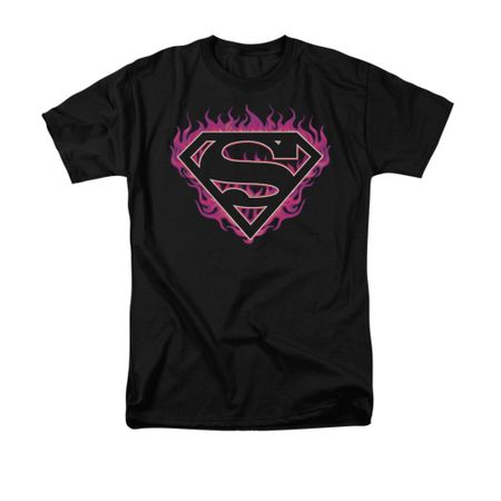 Superman Shirt Fuchia Flames Black T-Shirt