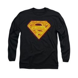 Superman Shirt Hot Steel Shield Long Sleeve Black Tee T-Shirt